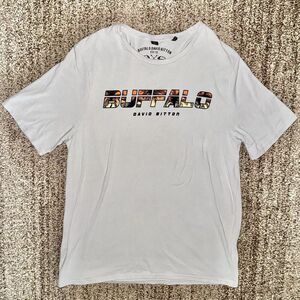Buffalo David Bitton Men's Graphic Logo Tee T-Shirt in White Size XL